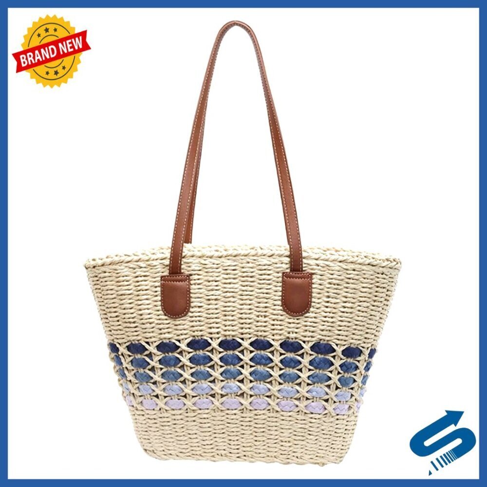 Straw Tote Bag Boho Chic Retro Beach Shoulder Handbag Summer Vacation Travel
